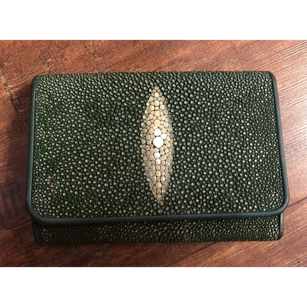 Genuine Stingray One-Eye Trifold Maroon Wine Wallet